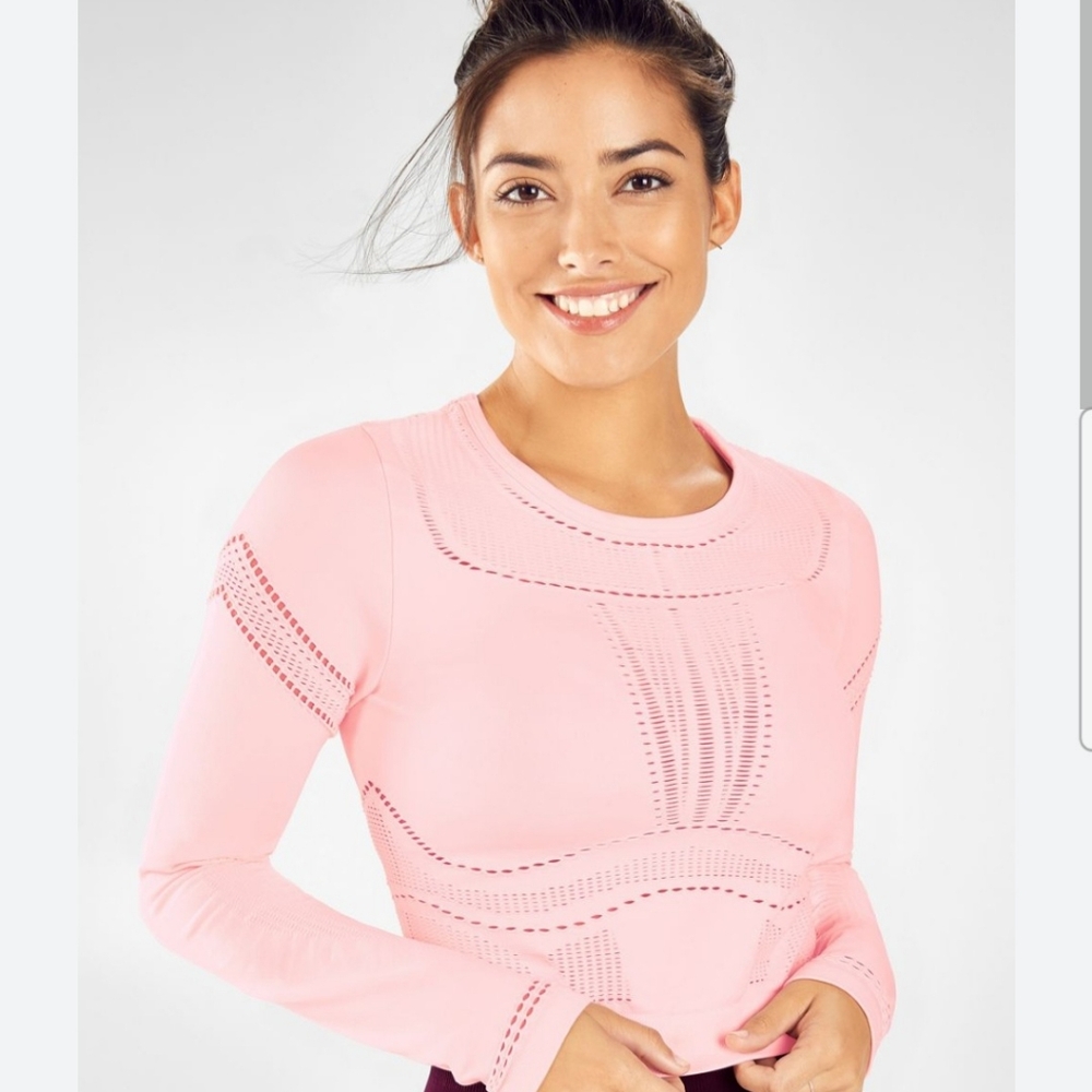 Fabletics Jaymee Pink Long Sleeve Top Size Medium